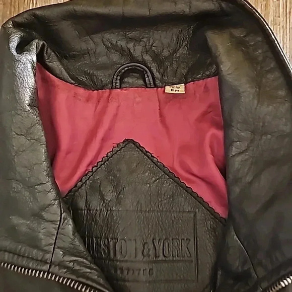 Womens Preston & York Black Leather Trench Moto Jacket Sz Petite Medium - Picture 2 of 7